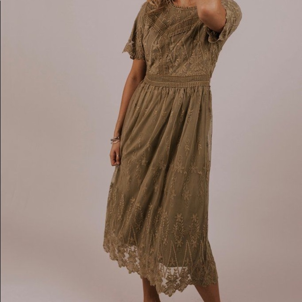 ROOLEE Olive Green Lace Dress